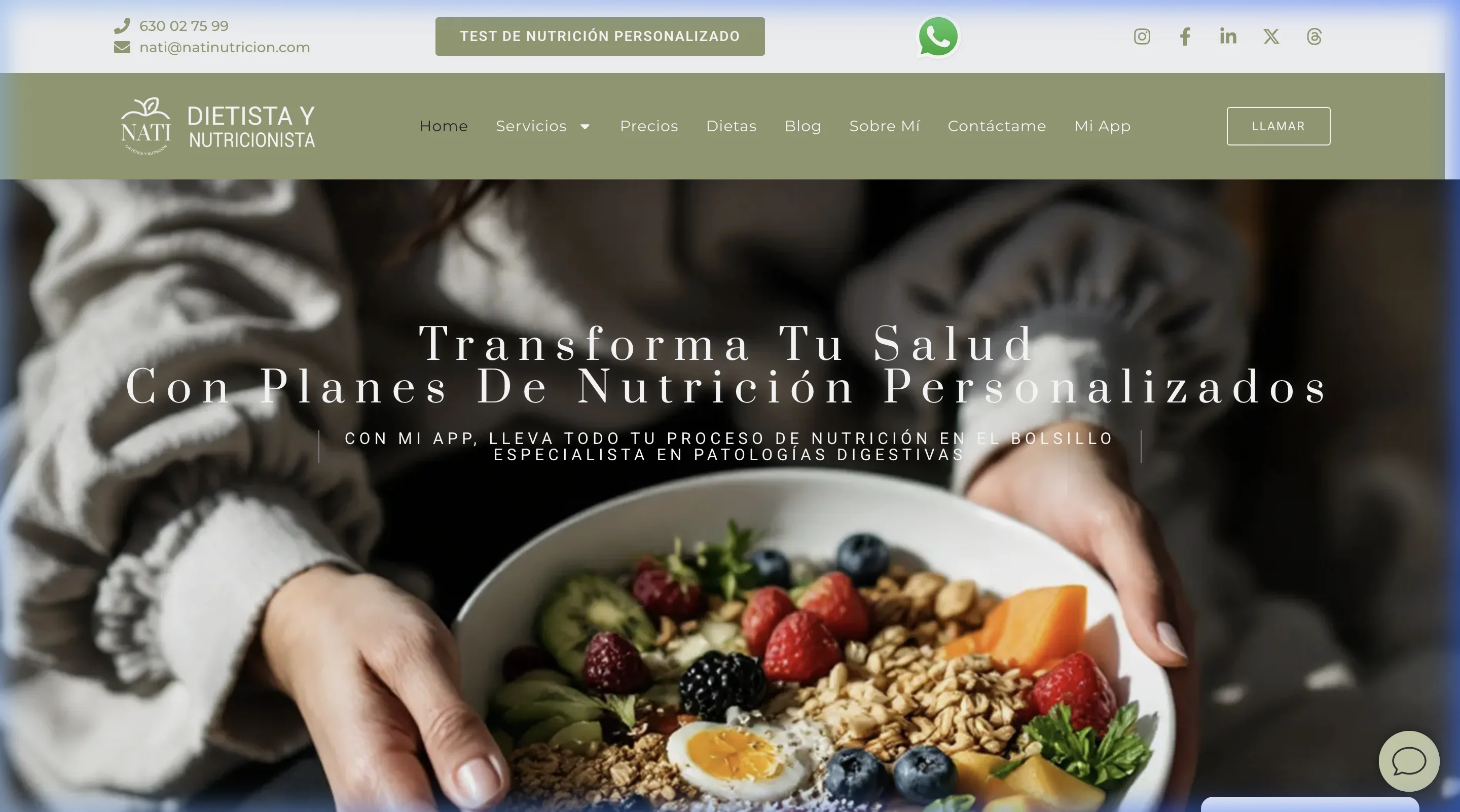 Nati Nutrición — Diseño web y publicidad online