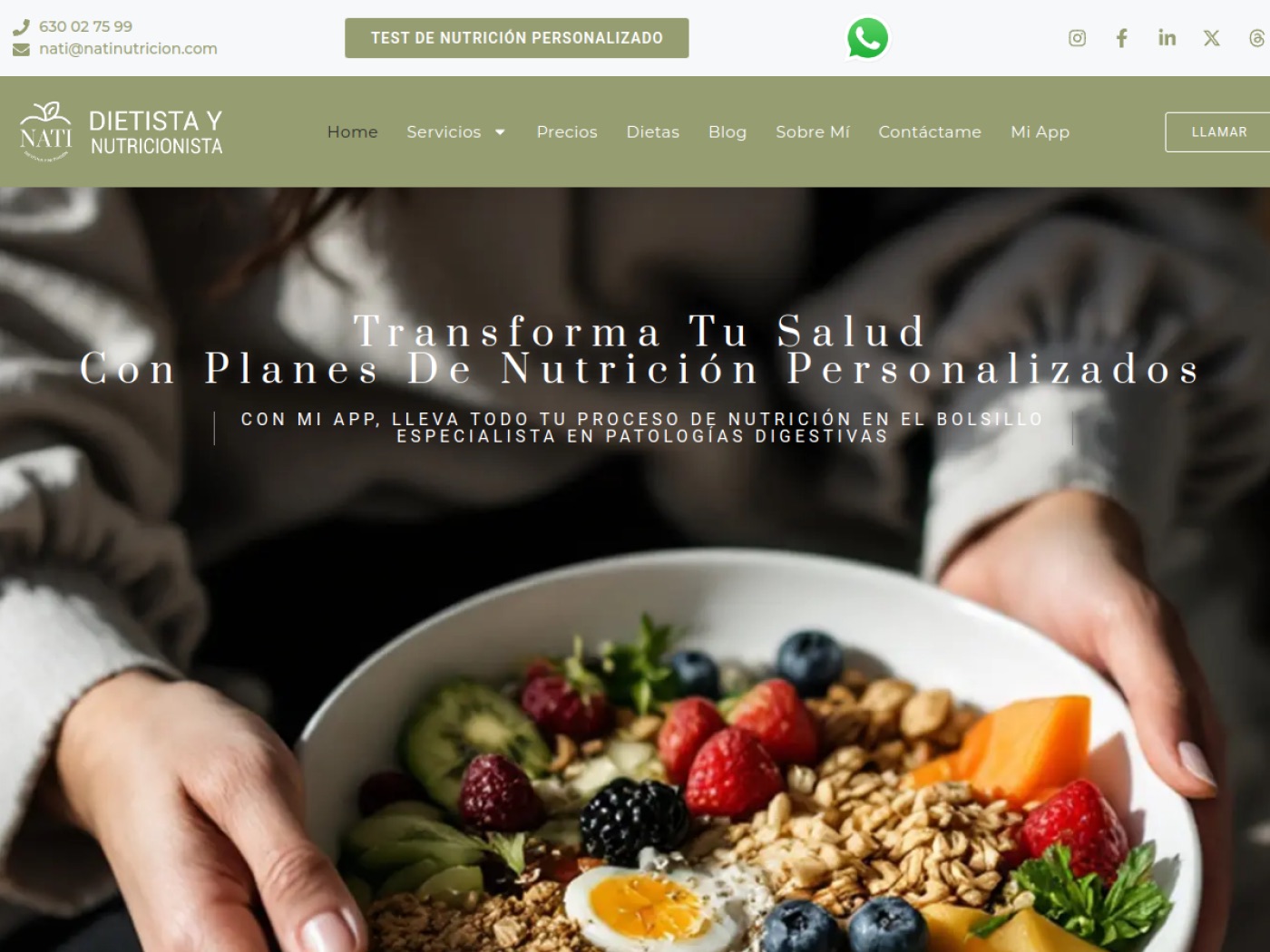 Página principal del proyecto Nati Nutrición